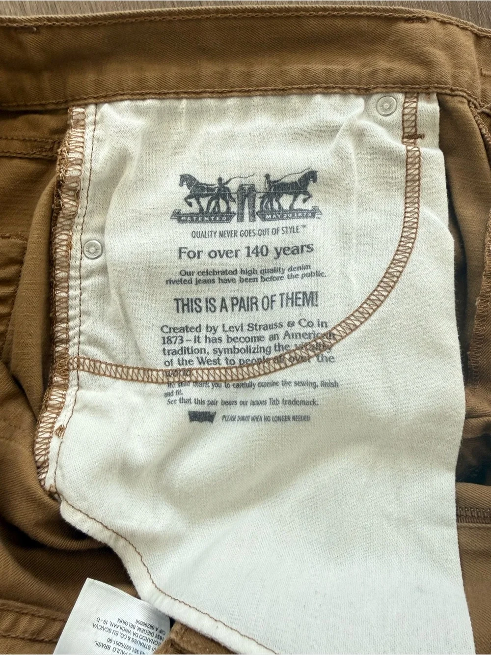 Levi's 505 Regular Fit Pants Men Size 36x30 Khaki Tan Straight Leg Denim Chinos